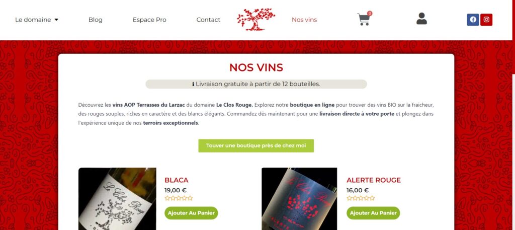 boutique de vin en ligne